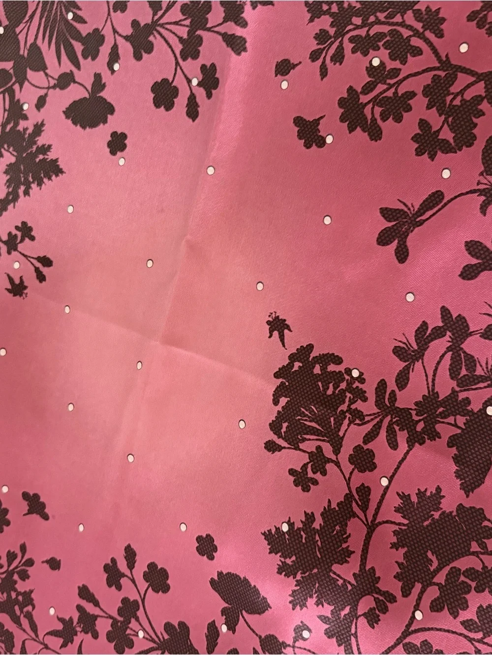 Nina Ricci Pink and Plum Floral Border Silk Square Scarf.